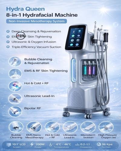 Hydra Queen 8-in-1 Super Bubble Hydrafacial Machine (Non-Invasive Mesotherapy System)